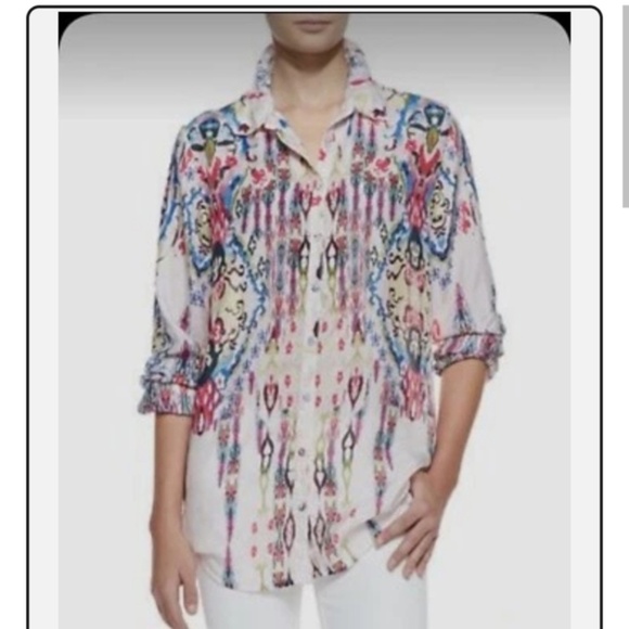 Johnny Was Silk Button Blouse - Picture 2 of 14